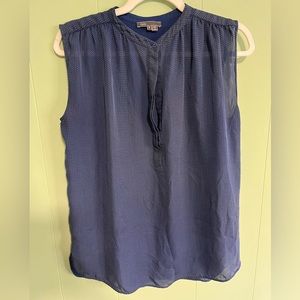 VINCE Silk Blue Geometric Tank Top Short Sleeve Blouse Shell - Size Medi…